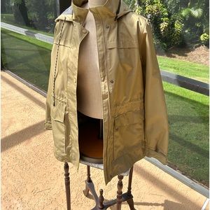 Rain coat Jacket neutral, beige, color with hood. Alpine Design